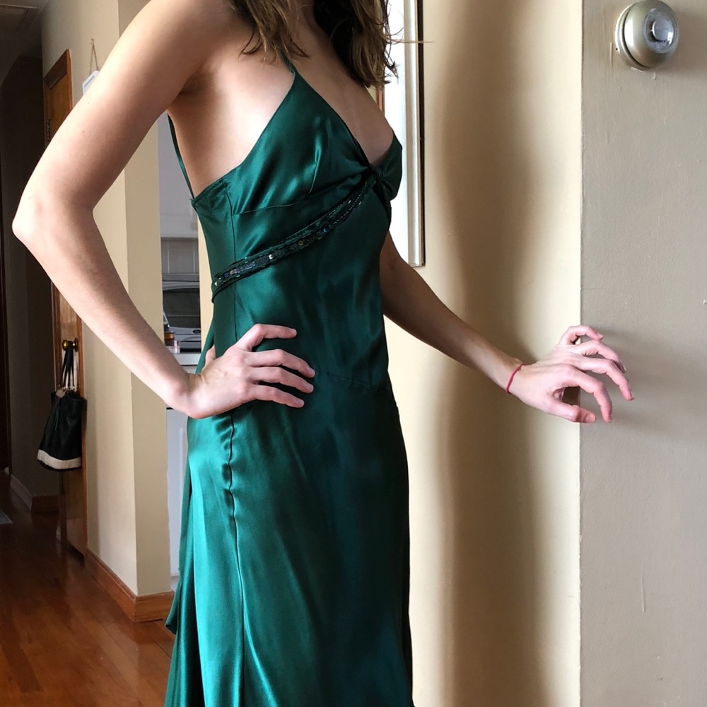 Silk green midi dress
